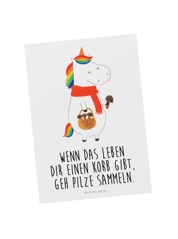 Mr. & Mrs. Panda Grußkarte Einhorn Pilz mit Spruch in Weiß