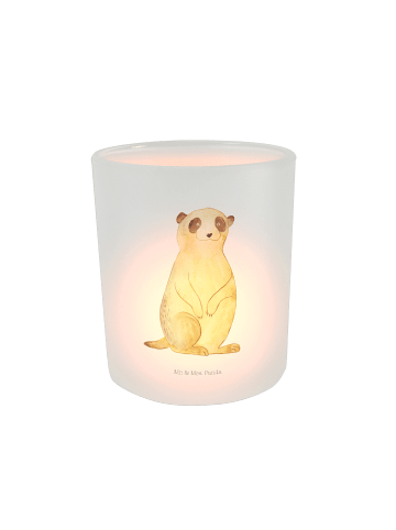 Mr. & Mrs. Panda Windlicht aus Glas Erdmännchen ohne Spruch in Transparent