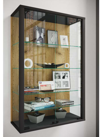VCM  Wandvitrine Hängevitrine Glasvitrine Glas Udina L in Schwarz / Honig-Eiche