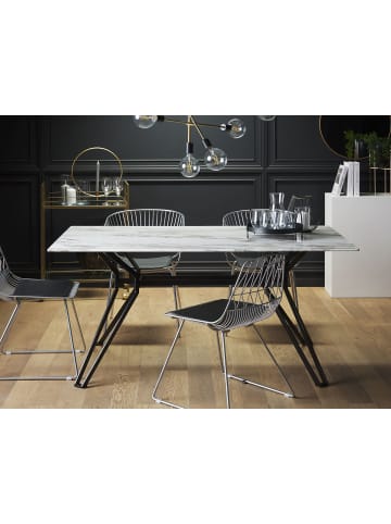 Beliani Esszimmertisch BALLINA in Weiß/Schwarz - (W) 90 x (H) 76 x (L) 160 cm