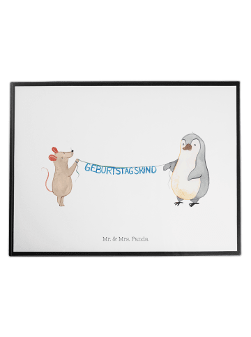 Mr. & Mrs. Panda Schreibtischunterlage Maus Pinguin Geburtstag o... in Weiß
