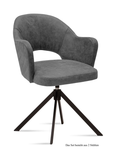 58 aufm Kessel ARMLEHNSTUHL drehbar (2er-Set) Denies 59x87x61 Schwarz/Grau