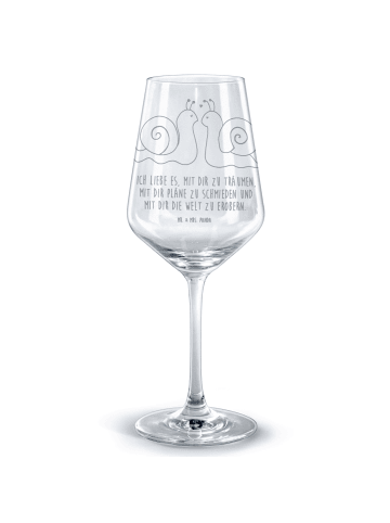 Mr. & Mrs. Panda Weinglas Schnecken Liebe mit Spruch in Transparent