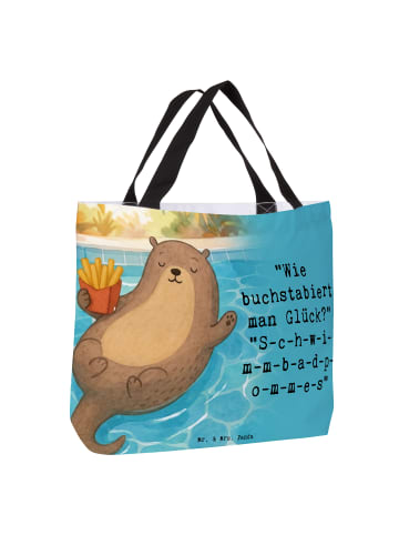 Mr. & Mrs. Panda Tasche Otter Schwimmbad Pommes Design mit Spruch in Weiß