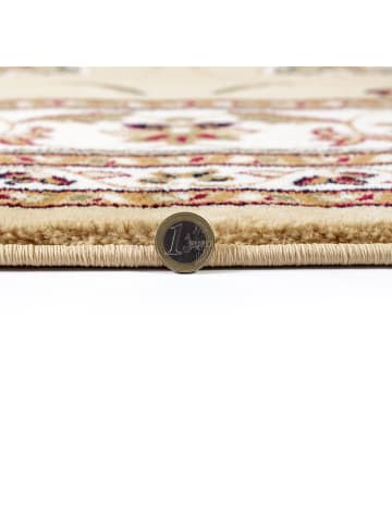 KADIMA DESIGN Orientteppich Bordüre floral klassischer Wohnzimmer-Teppich in Braun