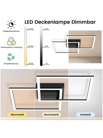 ZMH Deckenleuchte LED in schwarz Dimmbar 52W mit Fernbedienung Modern
