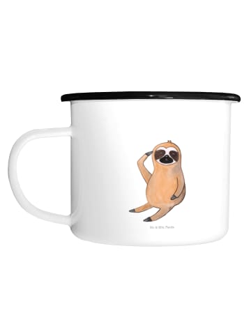 Mr. & Mrs. Panda XL Emaille Tasse Faultier Vogel ohne Spruch in Weiß