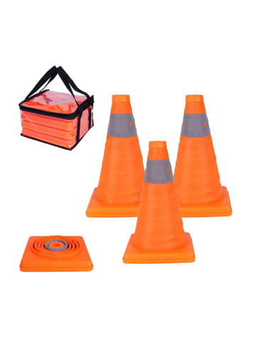 relaxdays 4 x Pylone in Orange/ Silber - (B)19 x (H)30 x (T)19 cm