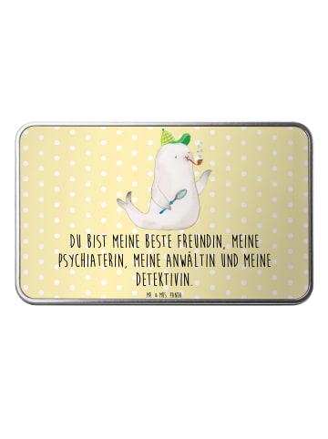 Mr. & Mrs. Panda Erinnerungsbox Robbe Sherlock mit Spruch in Gelb Pastell