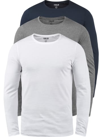 !SOLID Rundhalsshirt SDBasal in Weiß/Grau/Blau