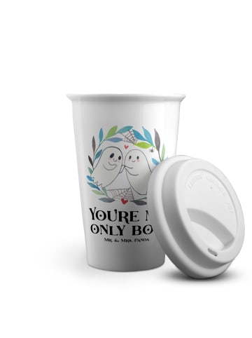 Mr. & Mrs. Panda Trinkbecher Gespenster  Liebe  mit Spruch in Weiß