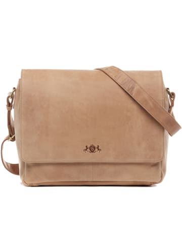 SID & VAIN Leder-Messenger Laptoptasche Leder Umhängetasche Unisex SPENCER in beige