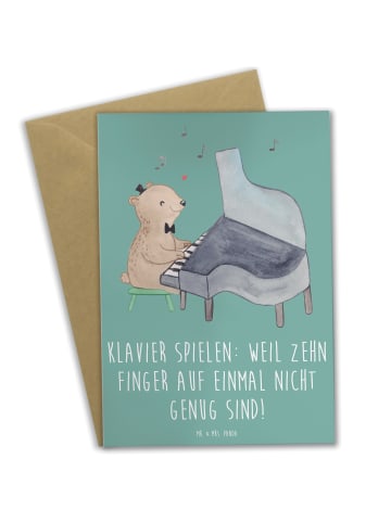 Mr. & Mrs. Panda Beileidskarte Klavier Magie mit Spruch in Meeresbrise