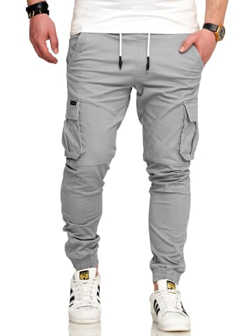 SOUL STAR Cargohose - S2LOM Chino Jogger Jeans Hose Stoffhose Freizeithose in Hellgrau