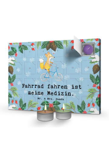 Mr. & Mrs. Panda Adventskalender Fuchs Fahrrad fahren mit Spruch in Eisblau