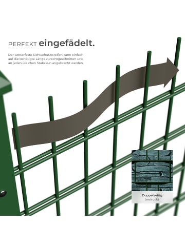 tectake Sichtschutzstreifen  leichte Montage, inklusive Befestigungsclips, schiefer
