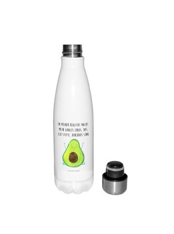 Mr. & Mrs. Panda Thermosflasche Avocado Glücklich mit Spruch in Weiß