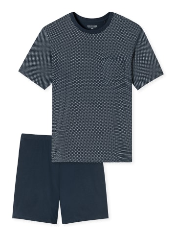 Schiesser Pyjama Schlafanzug kurz - Comfort Essentials in nachtblau