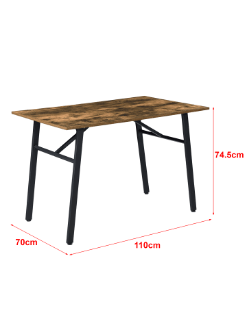 en.casa Esstisch Flatanger in Braun (H)74.5cm (B)110cm (T)70cm