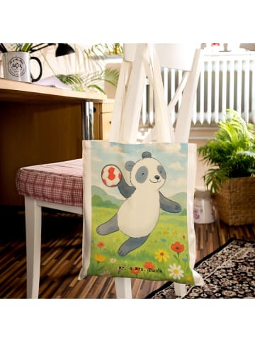 Mr. & Mrs. Panda Tragetasche Panda Handball spielen Design ohne ... in Weiß