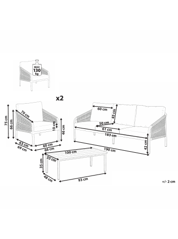 Beliani 4-tlg Sitzgruppe MURATO in Beige