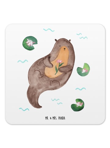 Mr. & Mrs. Panda Tischuntersetzer Otter Seerose ohne Spruch in Weiß