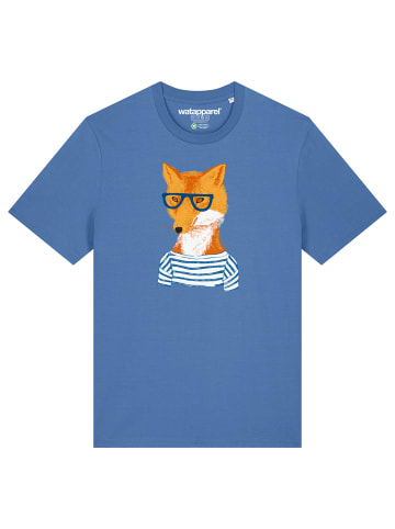 wat? Apparel T-Shirt Fuchs in Bright Blue
