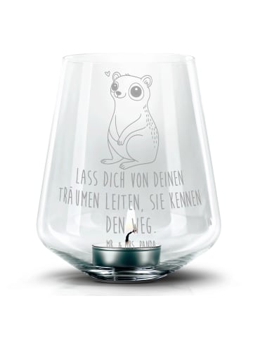 Mr. & Mrs. Panda Glas Windlicht Plumplori Glücklich mit Spruch in Transparent