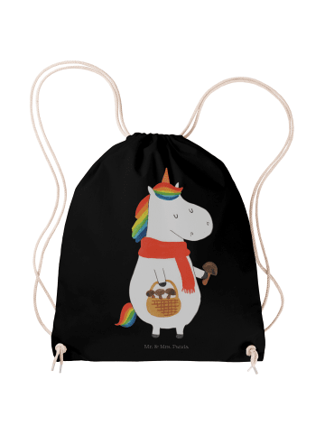 Mr. & Mrs. Panda Gym Rucksack Einhorn Pilz ohne Spruch in Schwarz