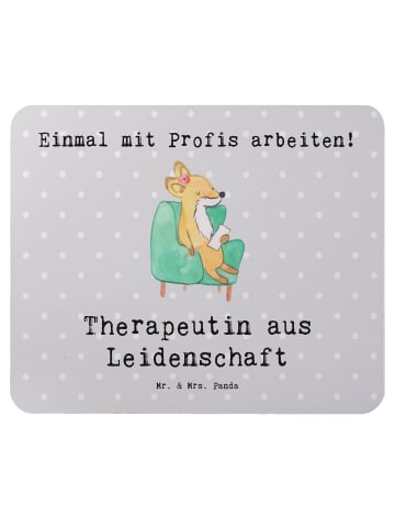 Mr. & Mrs. Panda Mauspad Therapeutin Leidenschaft mit Spruch in Grau Pastell