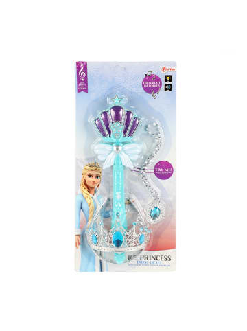 Toi-Toys Ice Princess - Krone, Kette und Zauberstab (mit Licht und Sound) in blau