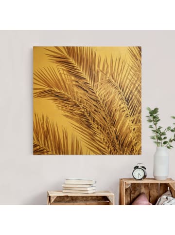 WALLART Leinwandbild Gold - Bronzefarbene Palmenwedel in Braun