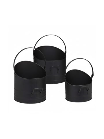 relaxdays 3tlg. Pelleteimer Set in Schwarz