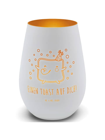 Mr. & Mrs. Panda Teelichthalter Toast Party mit Spruch in Weiß