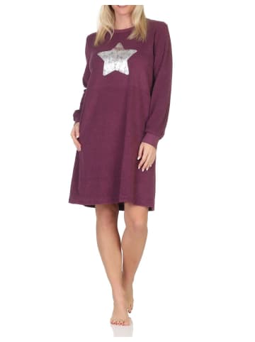 NORMANN Frottee Nachthemd langarm Bündchen Sterne in beere1