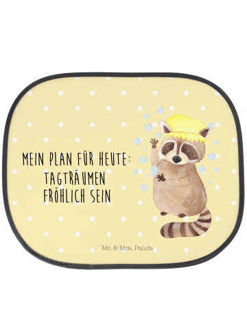 Mr. & Mrs. Panda Auto Sonnenschutz Waschbär mit Spruch in Gelb Pastell