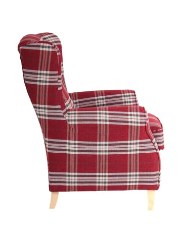 58 aufm Kessel OHRENSESSEL Karlen Bezug Flachgewebe Buche natur / rot