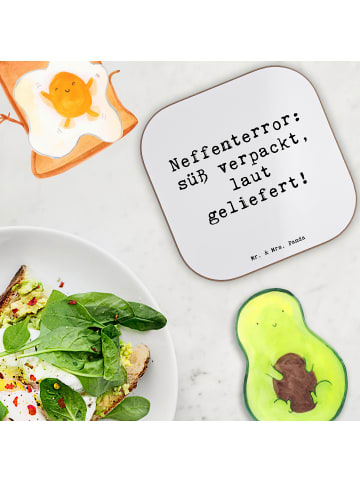 Mr. & Mrs. Panda Untersetzer Neffe Chaos mit Spruch in Weiß