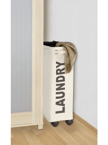 Wenko Wäschesammler Corno Rot - Wäschekorb, Polyester in Beige, 40 x 60 x 40 cm