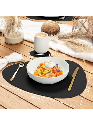 Sänger TISCHSET - Kunstleder, Doppelseitig - Schwarz/Grün - 44x37cm - 12 Stück