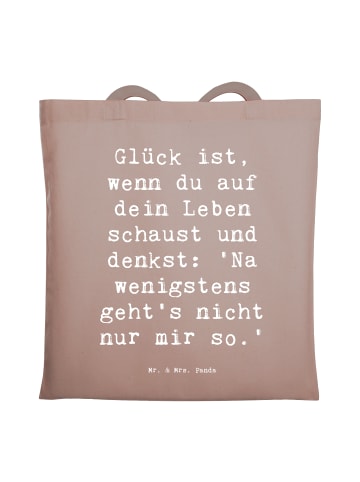 Mr. & Mrs. Panda Jutebeutel Spruch Glück GemeinMensch mit Spruch in Braun Pastell