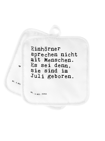 Mr. & Mrs. Panda 2er Set Topflappen Einhörner sprechen nicht mit... in Weiß