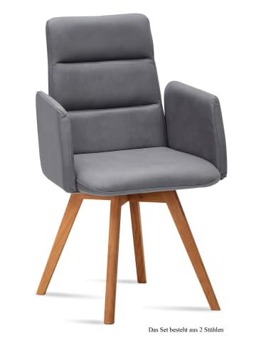58 aufm Kessel ARMLEHNSTUHL (2er-Set) Dobka 52x92x60 Eiche geölt/Grau