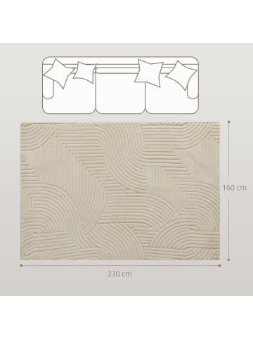 HOMCOM Teppich-230L x 160B x 1,7H cm-Cremeweiß