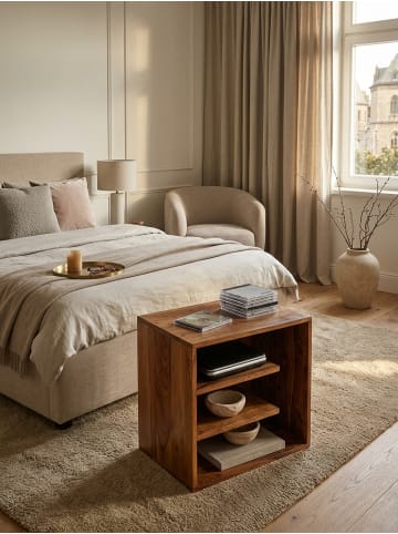 KADIMA DESIGN Beistelltisch | Sheesham, 43x43x30cm, Ablagen