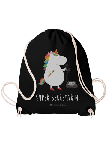 Mr. & Mrs. Panda Jutebeutel Einhorn Sekretärin mit Spruch in Schwarz