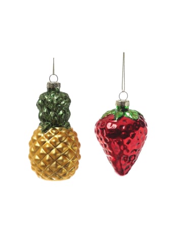 MARELIDA Weihnachtsbaumschmuck Ananas Erdbeere Glas H. 12cm/9cm in bunt