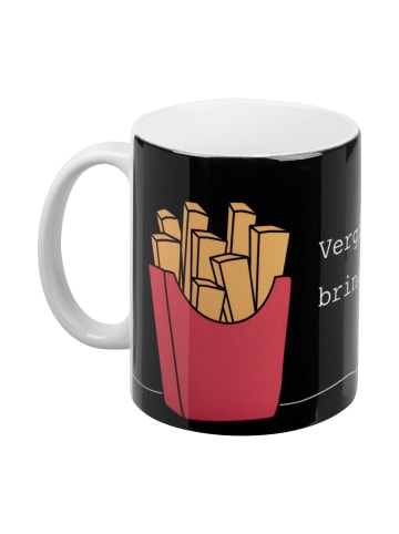 United Labels Karma Tasse - Vergiss die Rosen, bring mir Pommes aus Keramik 320ml in schwarz