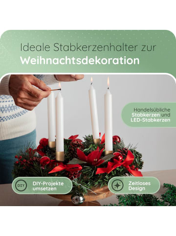 Novaliv 12x Stabkerzenhalter Gold I Kerzenpick 10 x 2,5 cm Kerzenpin Adventskr in Gold