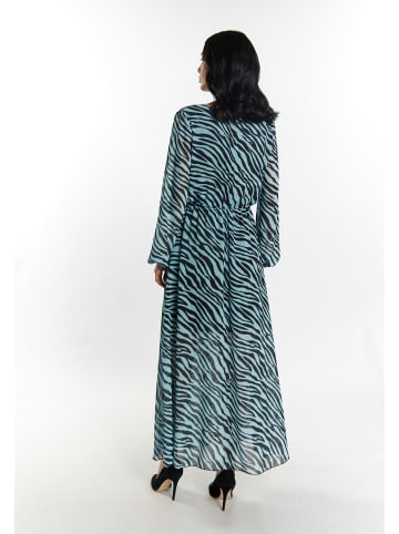 faina Kleid Mit Zebra-Print in Hellblau Schwarz